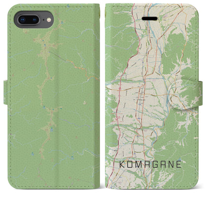 【駒ヶ根（長野県）】地図柄iPhoneケース（手帳タイプ）ナチュラル・iPhone 8Plus /7Plus / 6sPlus / 6Plus 用