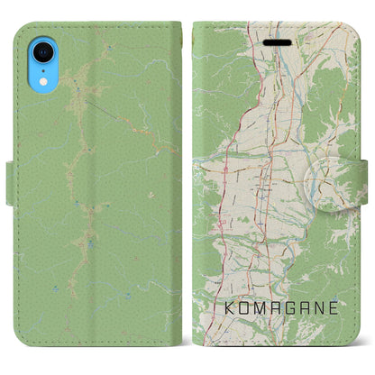 【駒ヶ根（長野県）】地図柄iPhoneケース（手帳タイプ）ナチュラル・iPhone XR 用