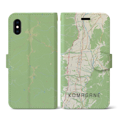 【駒ヶ根（長野県）】地図柄iPhoneケース（手帳タイプ）ナチュラル・iPhone XS / X 用