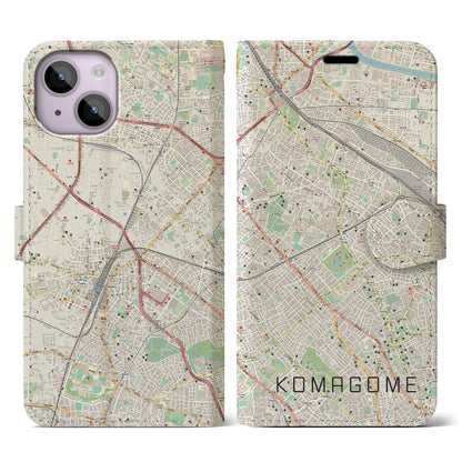 【駒込（東京都）】地図柄iPhoneケース（手帳タイプ）ナチュラル・iPhone 14 用