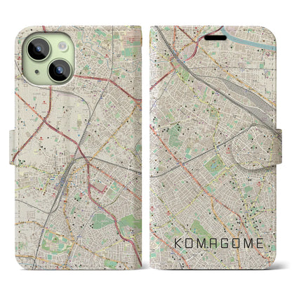 【駒込（東京都）】地図柄iPhoneケース（手帳タイプ）ナチュラル・iPhone 15 用