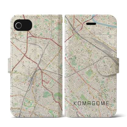 【駒込（東京都）】地図柄iPhoneケース（手帳タイプ）ナチュラル・iPhone SE（第3 / 第2世代） / 8 / 7 / 6s / 6 用