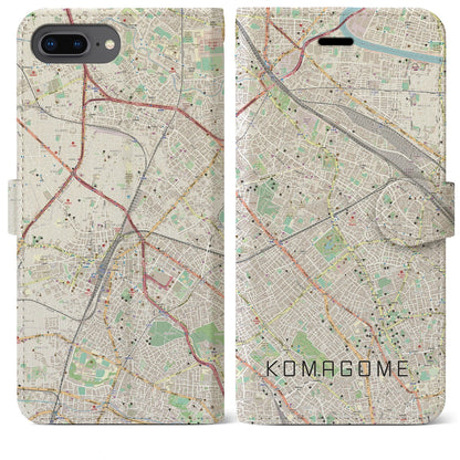 【駒込（東京都）】地図柄iPhoneケース（手帳タイプ）ナチュラル・iPhone 8Plus /7Plus / 6sPlus / 6Plus 用