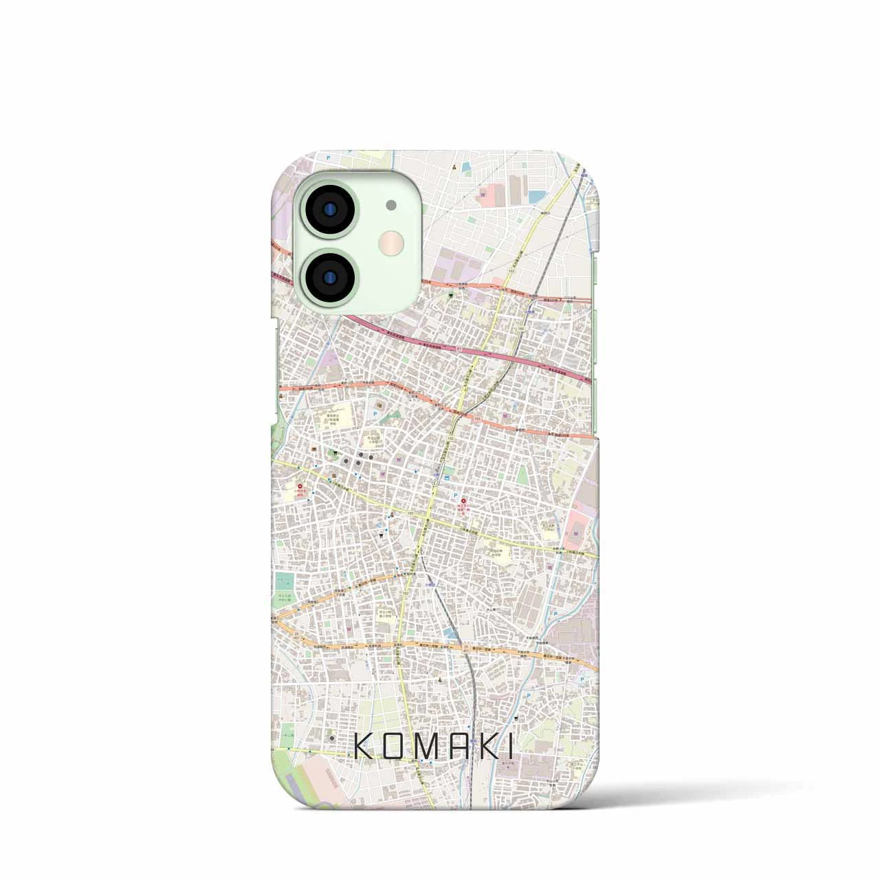 【小牧】地図柄iPhoneケース（バックカバータイプ・ナチュラル）iPhone 12 mini 用