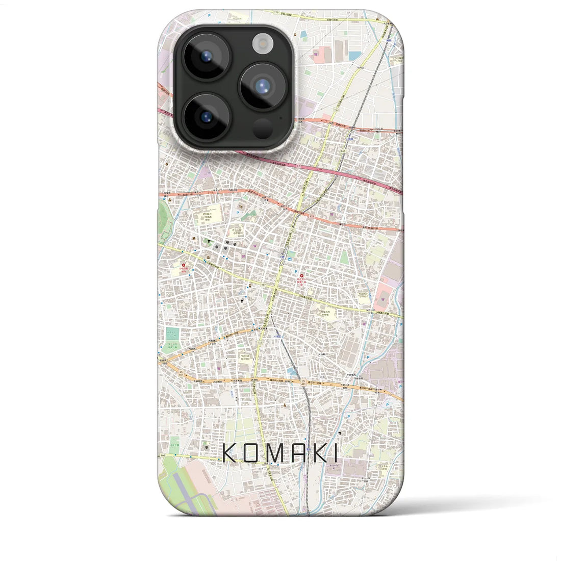 【小牧】地図柄iPhoneケース（バックカバータイプ・ナチュラル）iPhone 15 Pro Max 用