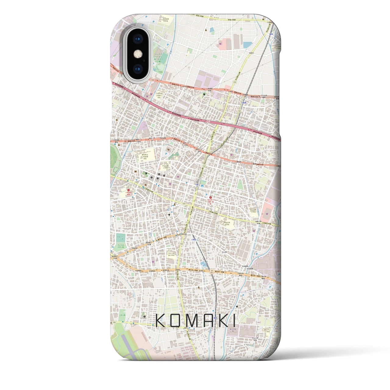 【小牧】地図柄iPhoneケース（バックカバータイプ・ナチュラル）iPhone XS Max 用