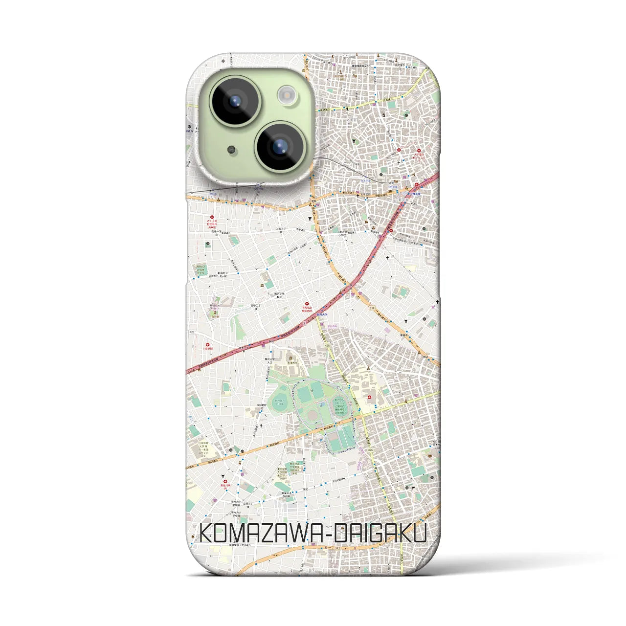 【駒沢大学】地図柄iPhoneケース（バックカバータイプ・ナチュラル）iPhone 15 用