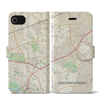 【駒沢大学（東京都）】地図柄iPhoneケース（手帳タイプ）ナチュラル・iPhone SE（第3 / 第2世代） / 8 / 7 / 6s / 6 用