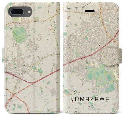 【駒沢（東京都）】地図柄iPhoneケース（手帳タイプ）ナチュラル・iPhone 8Plus /7Plus / 6sPlus / 6Plus 用
