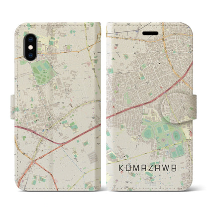 【駒沢（東京都）】地図柄iPhoneケース（手帳タイプ）ナチュラル・iPhone XS / X 用