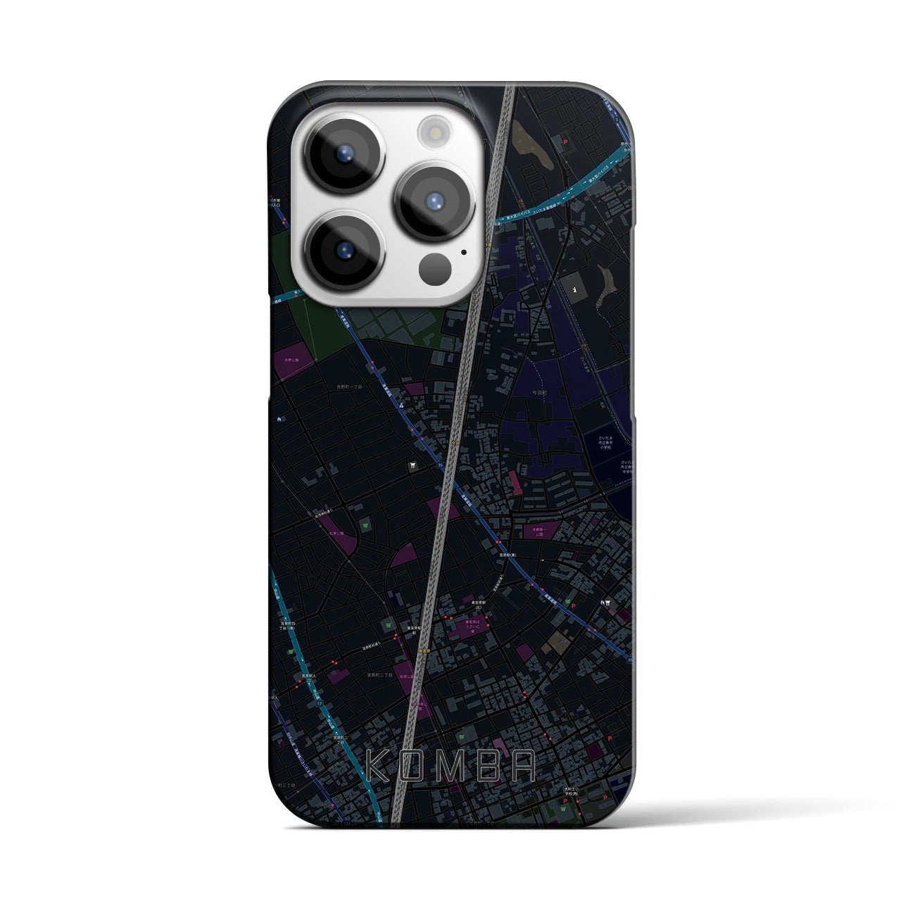 【今羽】地図柄iPhoneケース（バックカバータイプ・ブラック）iPhone 14 Pro 用