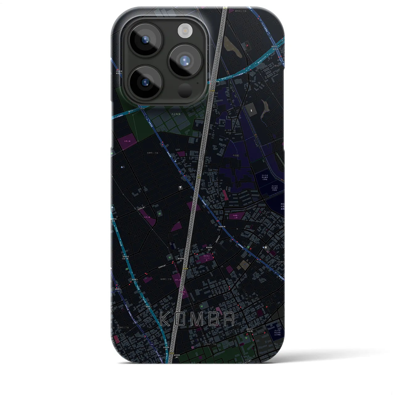 【今羽】地図柄iPhoneケース（バックカバータイプ・ブラック）iPhone 15 Pro Max 用