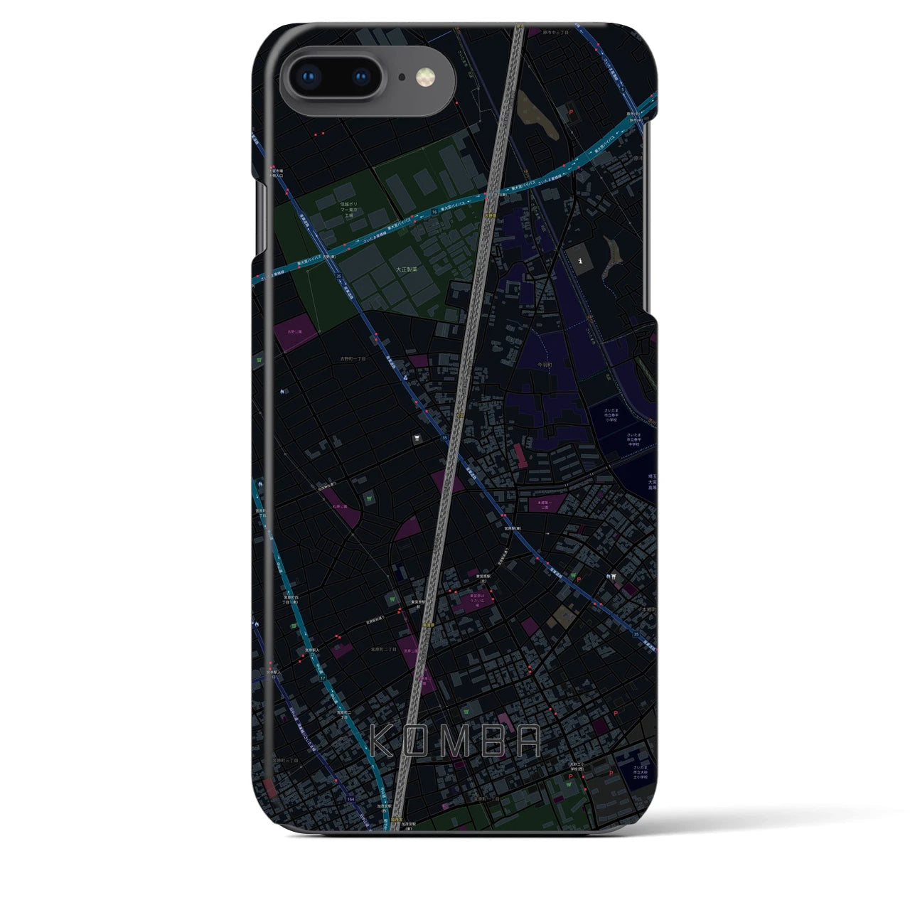 【今羽】地図柄iPhoneケース（バックカバータイプ・ブラック）iPhone 8Plus /7Plus / 6sPlus / 6Plus 用