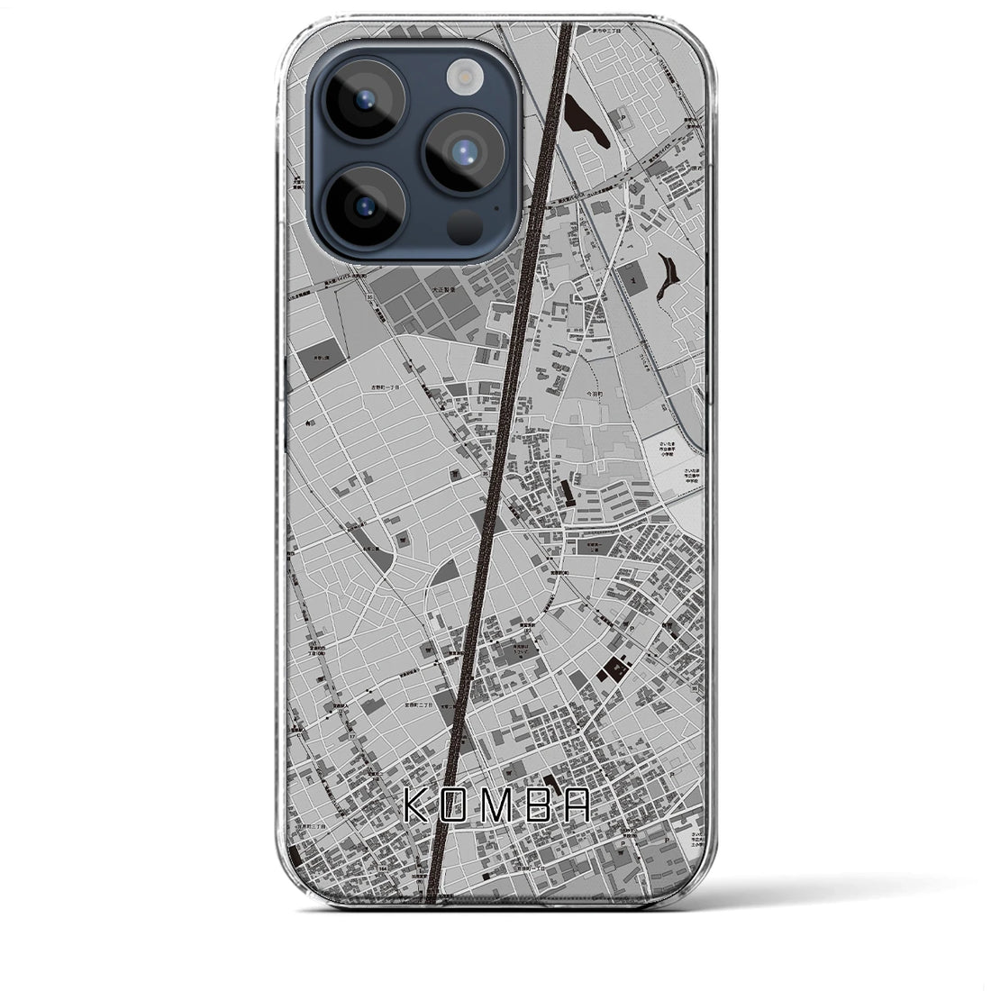 【今羽】地図柄iPhoneケース（クリアタイプ・モノトーン）iPhone 15 Pro Max 用