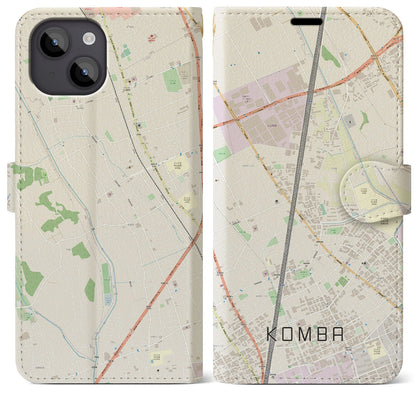 【今羽（埼玉県）】地図柄iPhoneケース（手帳タイプ）ナチュラル・iPhone 14 Plus 用