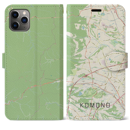 【菰野（三重県）】地図柄iPhoneケース（手帳タイプ）ナチュラル・iPhone 11 Pro Max 用