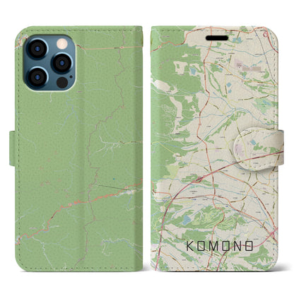 【菰野（三重県）】地図柄iPhoneケース（手帳タイプ）ナチュラル・iPhone 12 / 12 Pro 用