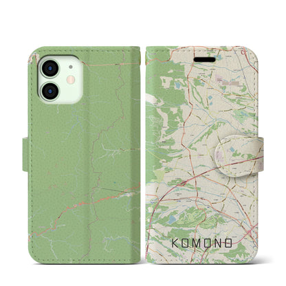 【菰野（三重県）】地図柄iPhoneケース（手帳タイプ）ナチュラル・iPhone 12 mini 用