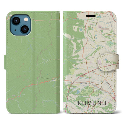 【菰野（三重県）】地図柄iPhoneケース（手帳タイプ）ナチュラル・iPhone 13 用