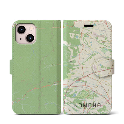 【菰野（三重県）】地図柄iPhoneケース（手帳タイプ）ナチュラル・iPhone 13 mini 用