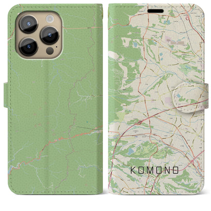 【菰野（三重県）】地図柄iPhoneケース（手帳タイプ）ナチュラル・iPhone 14 Pro Max 用