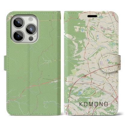 【菰野（三重県）】地図柄iPhoneケース（手帳タイプ）ナチュラル・iPhone 15 Pro 用