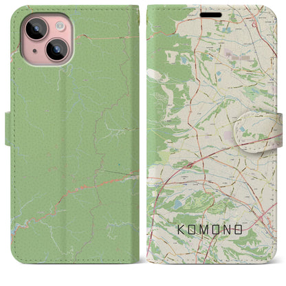 【菰野（三重県）】地図柄iPhoneケース（手帳タイプ）ナチュラル・iPhone 15 Plus 用