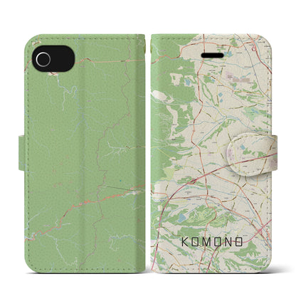 【菰野（三重県）】地図柄iPhoneケース（手帳タイプ）ナチュラル・iPhone SE（第3 / 第2世代） / 8 / 7 / 6s / 6 用