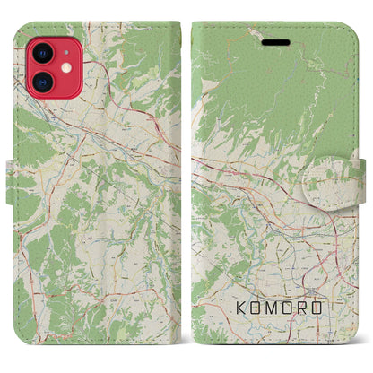 【小諸（長野県）】地図柄iPhoneケース（手帳タイプ）ナチュラル・iPhone 11 用