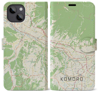 【小諸（長野県）】地図柄iPhoneケース（手帳タイプ）ナチュラル・iPhone 14 Plus 用