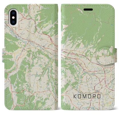 【小諸（長野県）】地図柄iPhoneケース（手帳タイプ）ナチュラル・iPhone XS Max 用