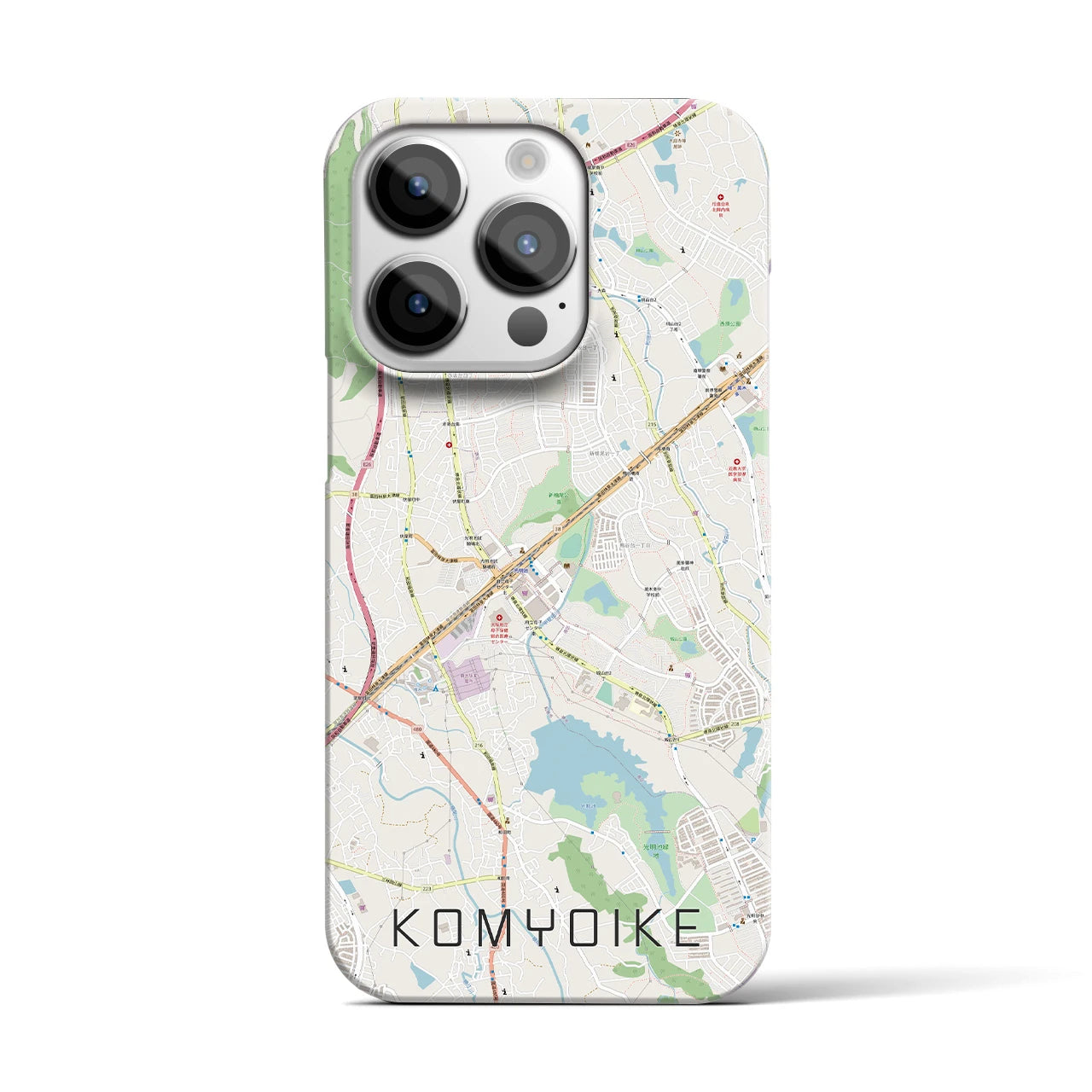 【光明池】地図柄iPhoneケース（バックカバータイプ・ナチュラル）iPhone 14 Pro 用