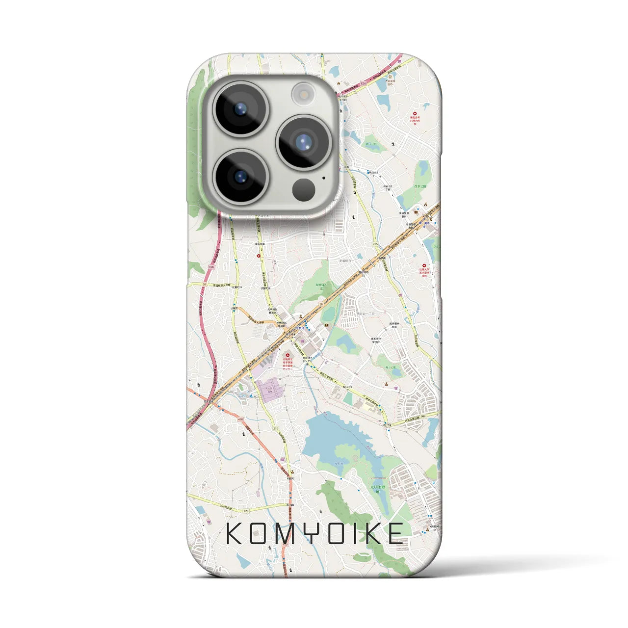 【光明池】地図柄iPhoneケース（バックカバータイプ・ナチュラル）iPhone 15 Pro 用