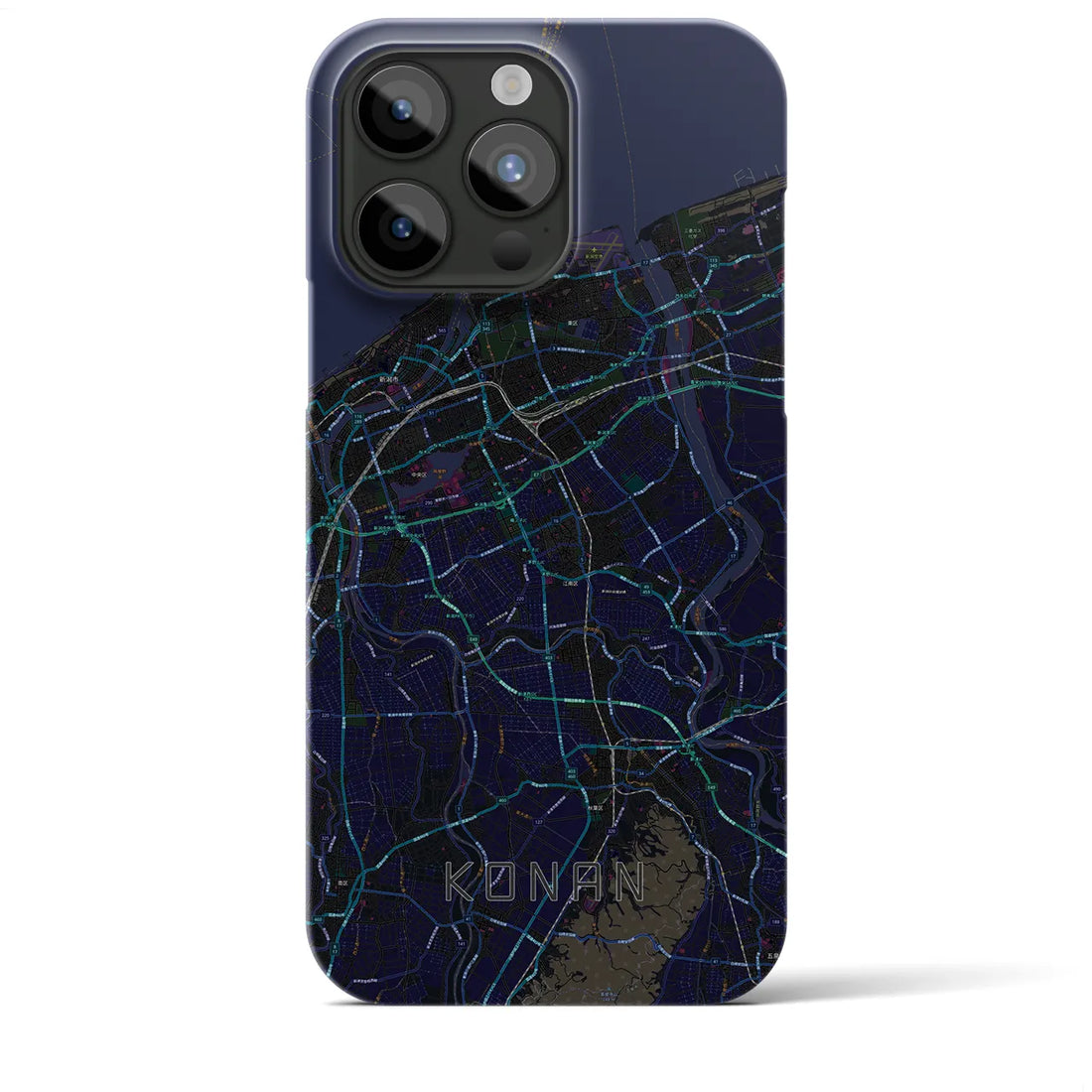【江南（新潟県）】地図柄iPhoneケース（バックカバータイプ・ブラック）iPhone 15 Pro Max 用