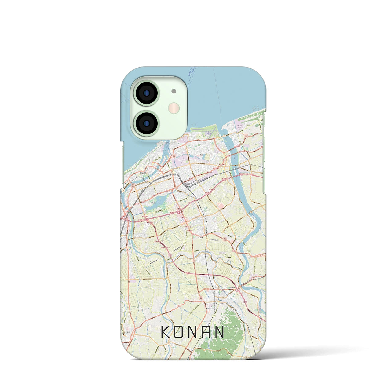 【江南（新潟県）】地図柄iPhoneケース（バックカバータイプ・ナチュラル）iPhone 12 mini 用