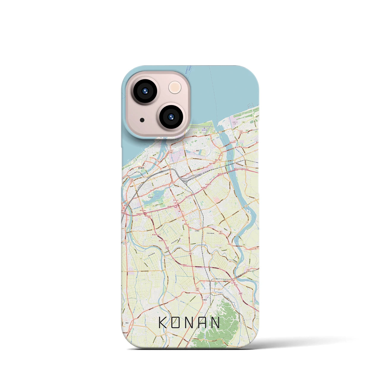 【江南（新潟県）】地図柄iPhoneケース（バックカバータイプ・ナチュラル）iPhone 13 mini 用