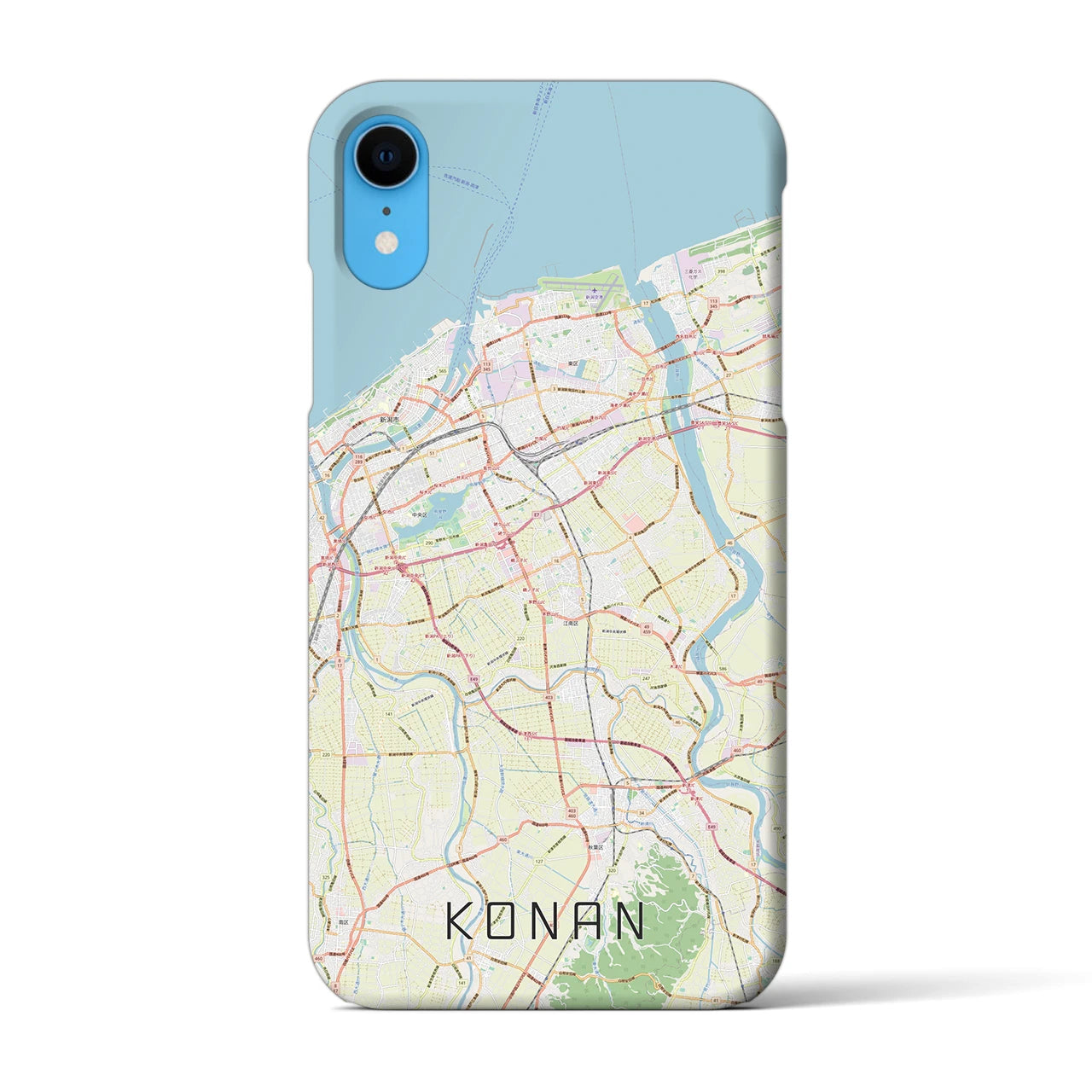 【江南（新潟県）】地図柄iPhoneケース（バックカバータイプ・ナチュラル）iPhone XR 用