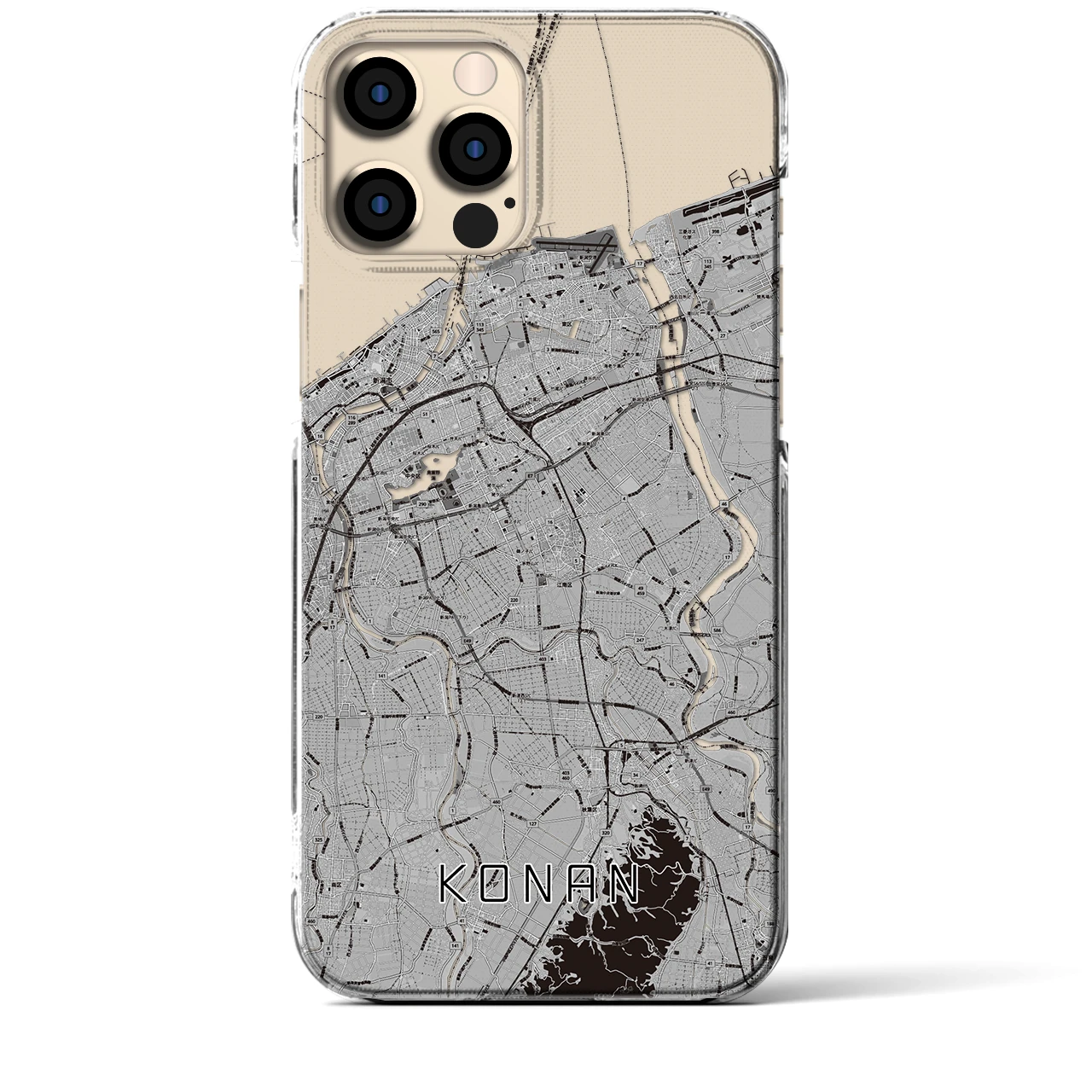 【江南（新潟県）】地図柄iPhoneケース（クリアタイプ・モノトーン）iPhone 12 Pro Max 用
