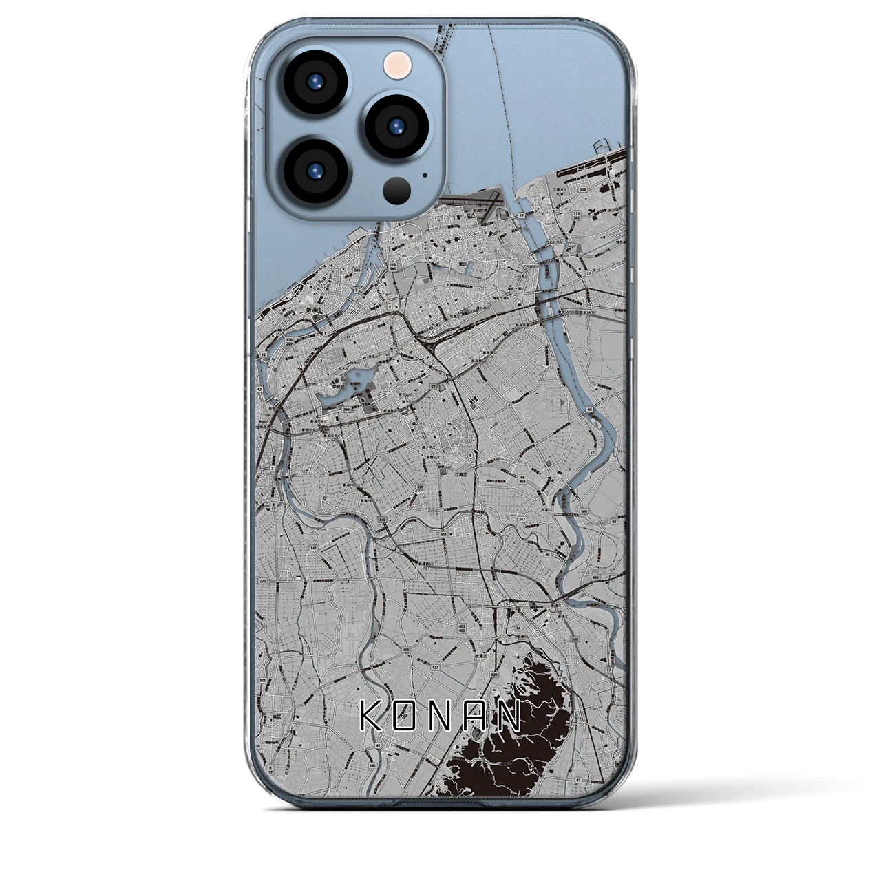 【江南（新潟県）】地図柄iPhoneケース（クリアタイプ・モノトーン）iPhone 13 Pro Max 用