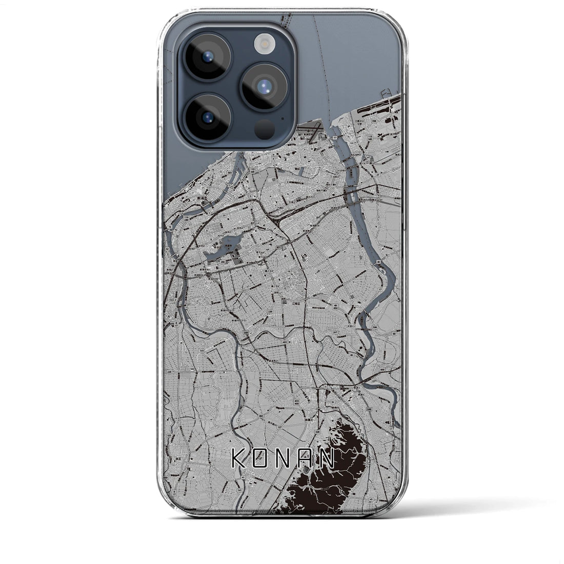 【江南（新潟県）】地図柄iPhoneケース（クリアタイプ・モノトーン）iPhone 15 Pro Max 用