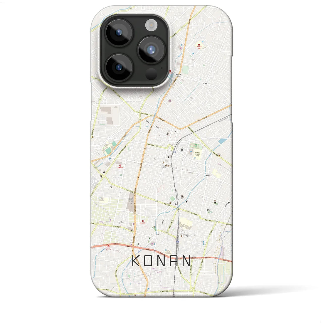 【江南】地図柄iPhoneケース（バックカバータイプ・ナチュラル）iPhone 15 Pro Max 用