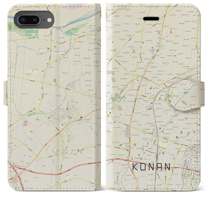 【江南（愛知県）】地図柄iPhoneケース（手帳タイプ）ナチュラル・iPhone 8Plus /7Plus / 6sPlus / 6Plus 用
