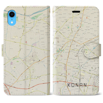 【江南（愛知県）】地図柄iPhoneケース（手帳タイプ）ナチュラル・iPhone XR 用