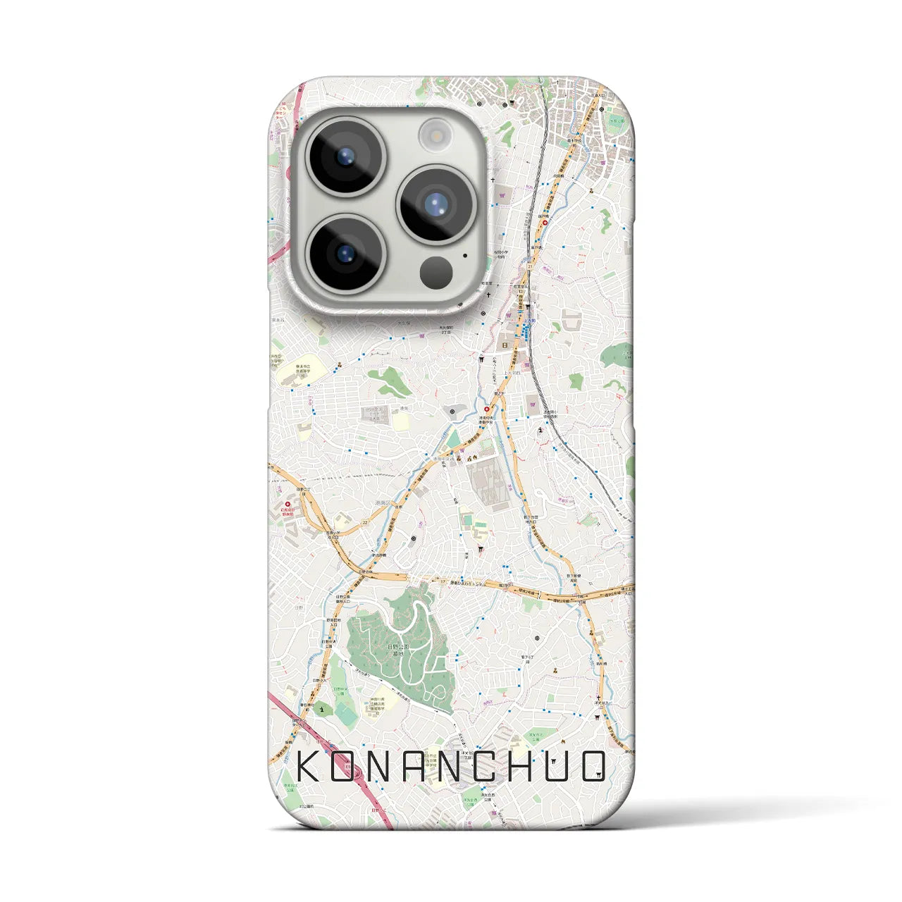 【港南中央】地図柄iPhoneケース（バックカバータイプ・ナチュラル）iPhone 15 Pro 用