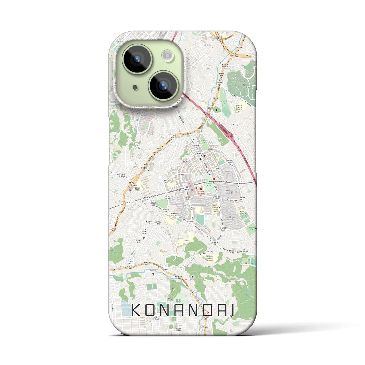 【港南台】地図柄iPhoneケース（バックカバータイプ・ナチュラル）iPhone 15 用