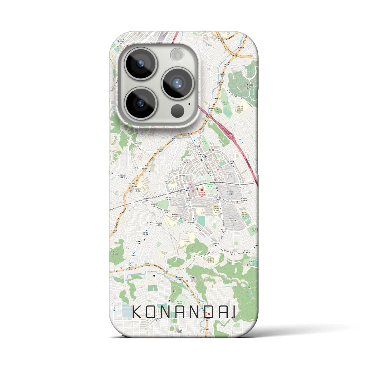 【港南台】地図柄iPhoneケース（バックカバータイプ・ナチュラル）iPhone 15 Pro 用