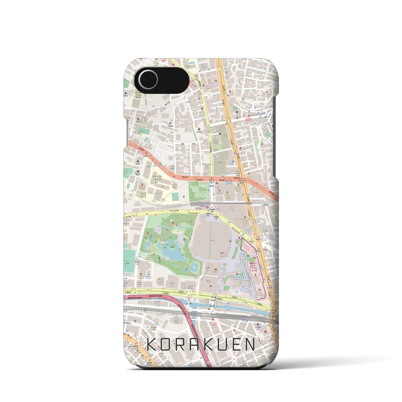 【後楽園】地図柄iPhoneケース（バックカバータイプ・ナチュラル）iPhone SE（第3 / 第2世代） / 8 / 7 / 6s / 6 用