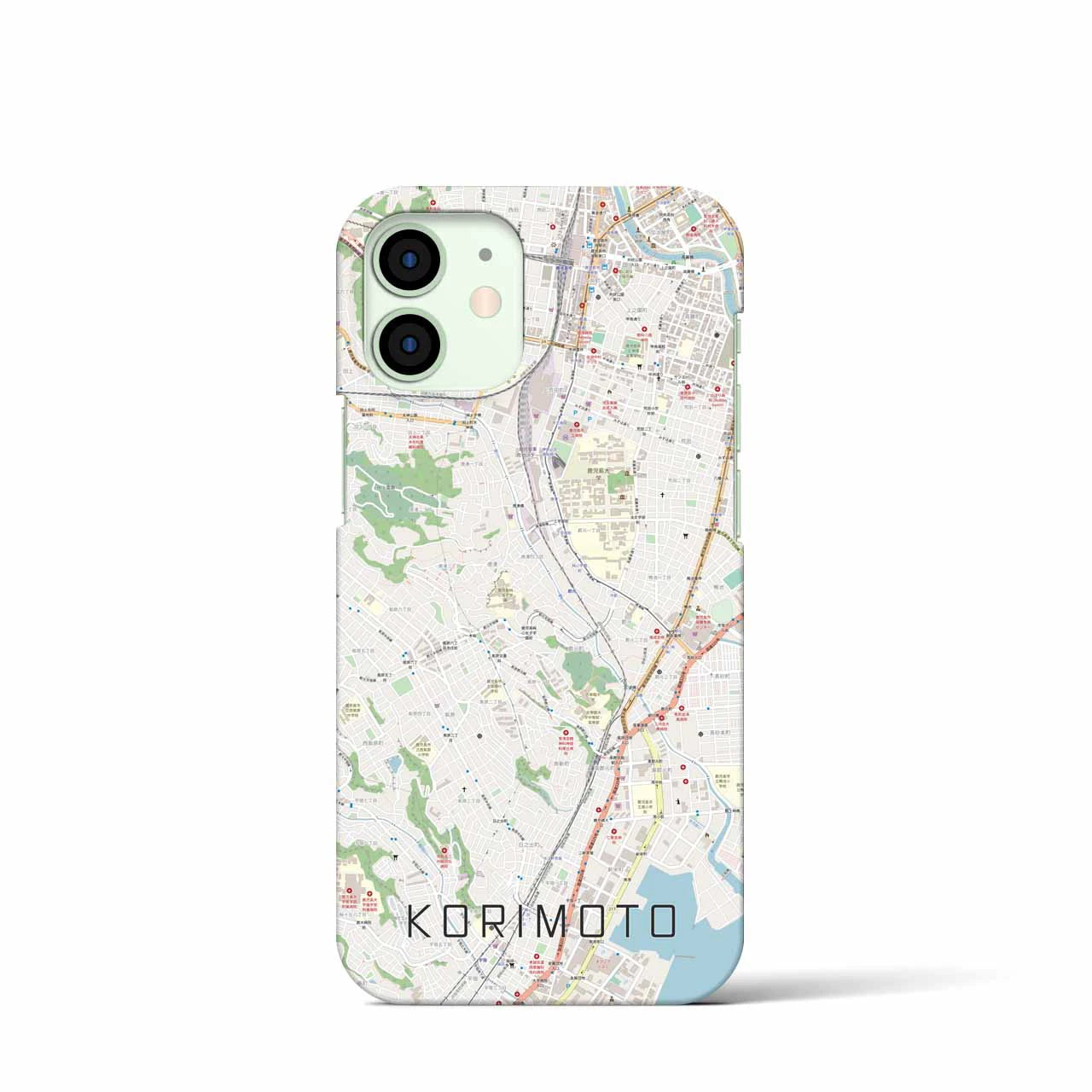 【郡元】地図柄iPhoneケース（バックカバータイプ・ナチュラル）iPhone 12 mini 用