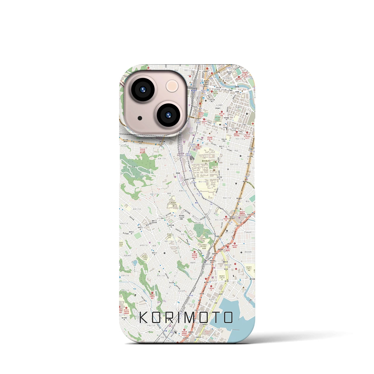 【郡元】地図柄iPhoneケース（バックカバータイプ・ナチュラル）iPhone 13 mini 用