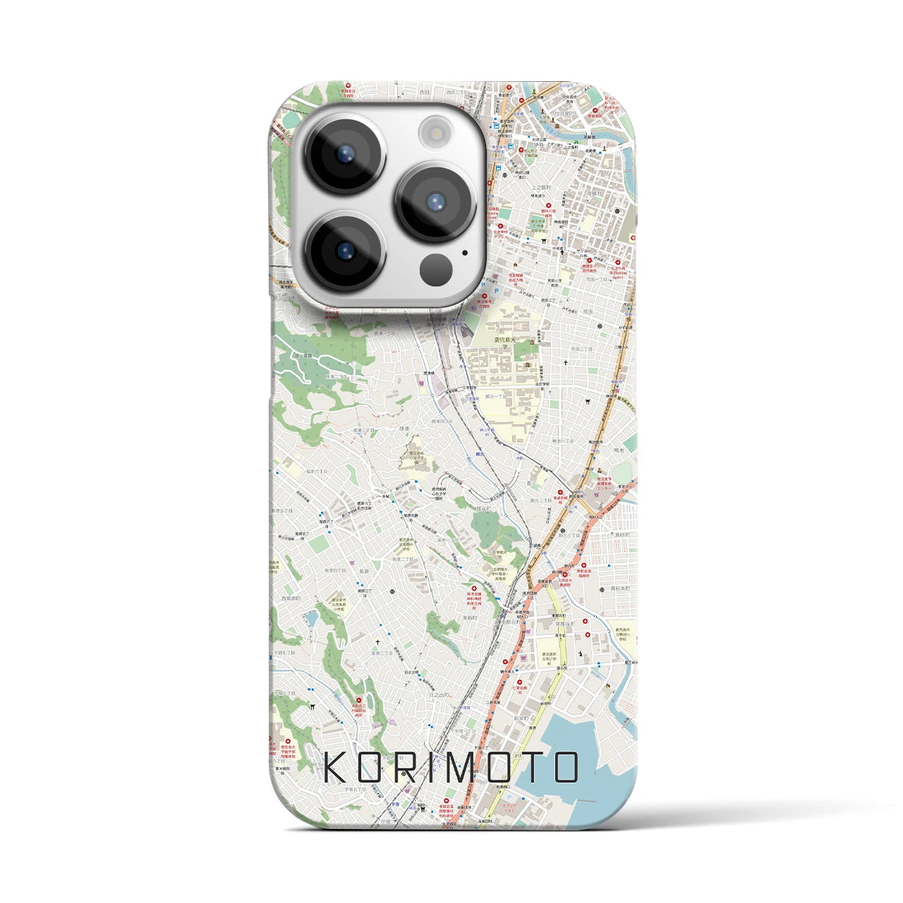 【郡元】地図柄iPhoneケース（バックカバータイプ・ナチュラル）iPhone 14 Pro 用